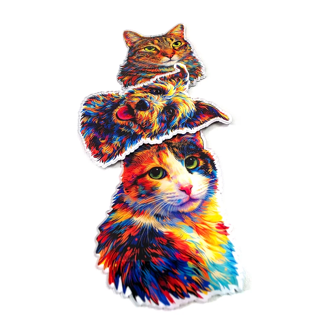 Ímã de Geladeira Contorno Pet Colorido - Acrílico com a Arte do Seu Pet 4
