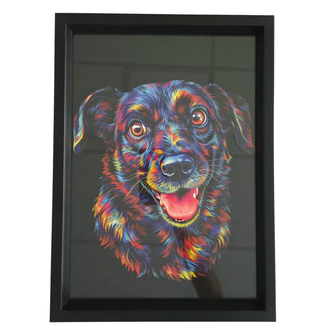 Quadro do Seu Pet no Contorno Colorido - MDF ou Acrílico, com ou sem Moldura 1