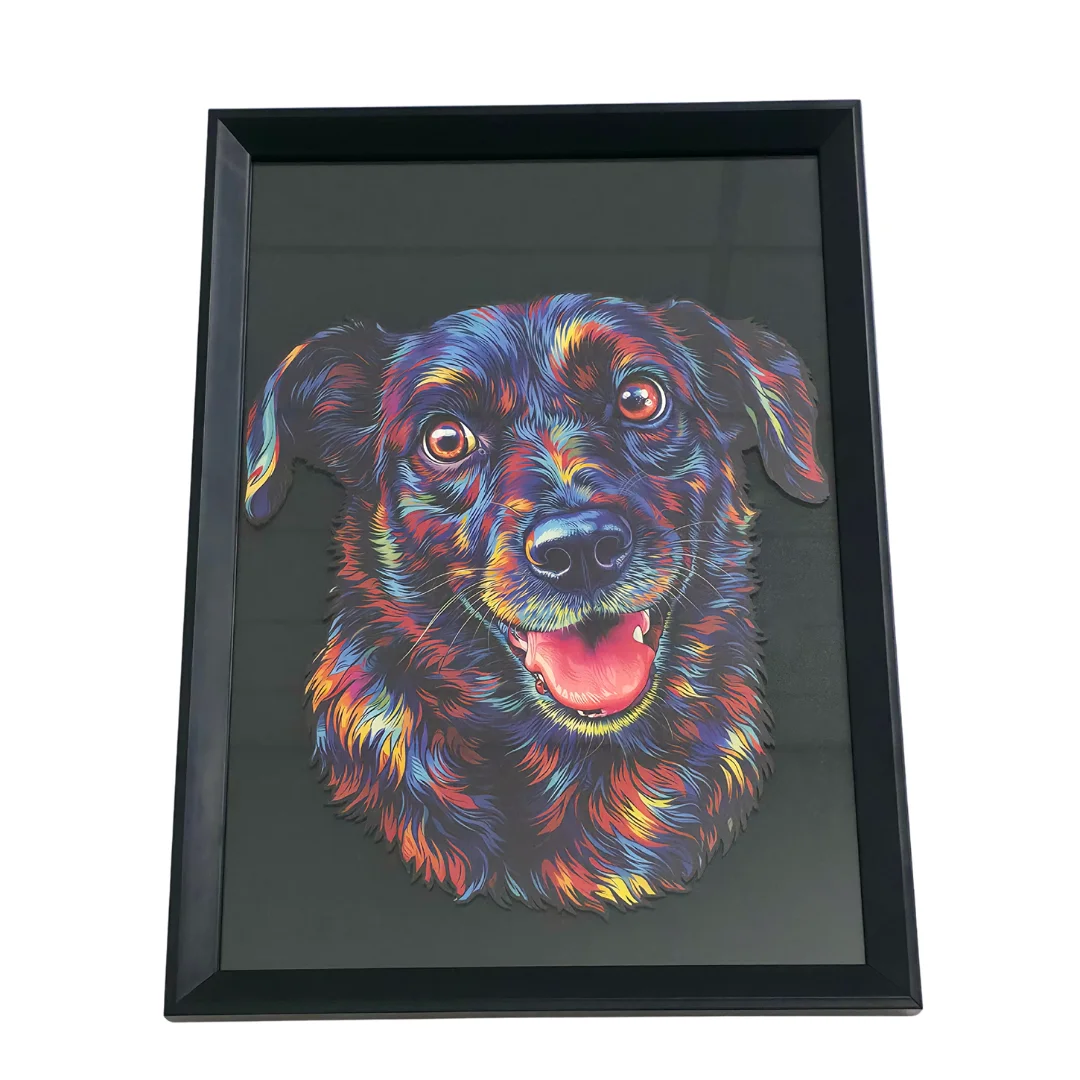 Quadro do Seu Pet no Contorno Colorido - MDF ou Acrílico, com ou sem Moldura 2