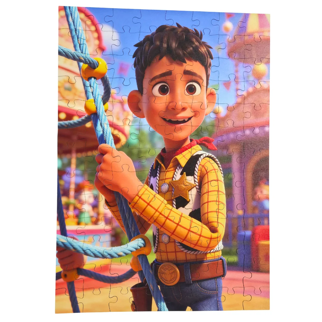 Dia das Crianças com Foto - A Criança Vira Personagem - Quebra-Cabeça de Madeira 3D Personalizado 4